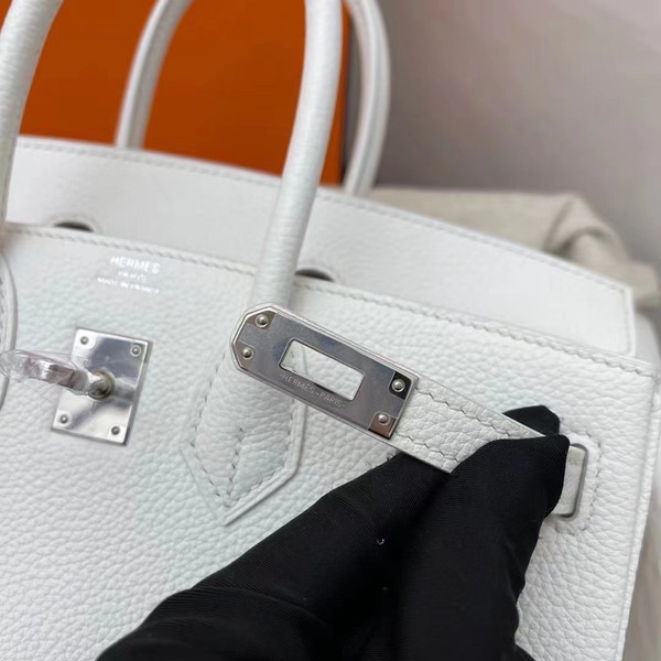 Hermes  White Birkin 25 cm Togo Palladium Hardware