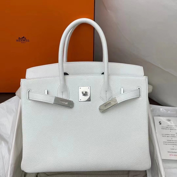 Hermes  White Birkin 25 cm Togo Palladium Hardware