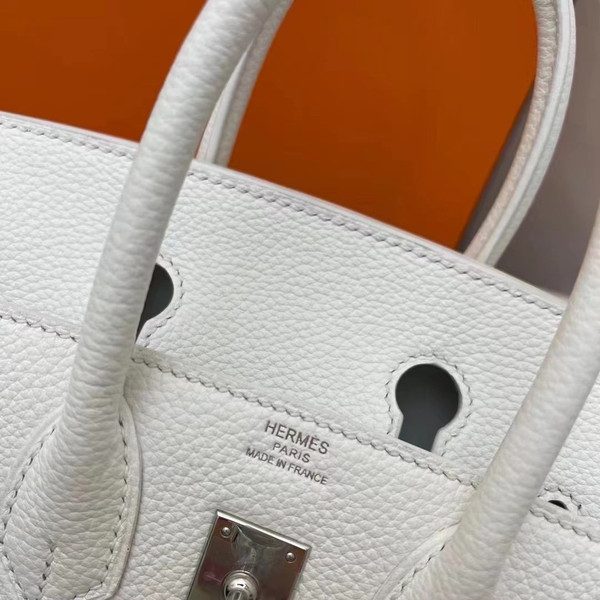 Hermes  White Birkin 25 cm Togo Palladium Hardware