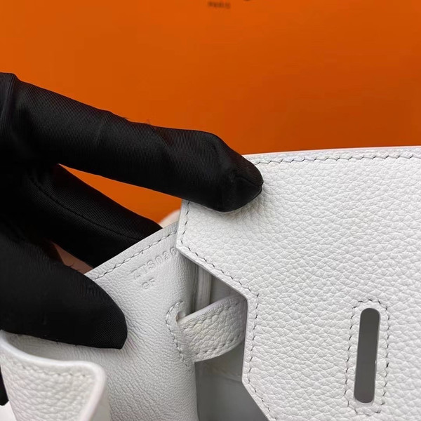 Hermes  White Birkin 25 cm Togo Palladium Hardware