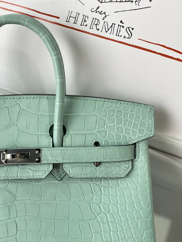 Hermes Birkin 25cm 6W Menthe Matte Alligator  with Palladium hardware