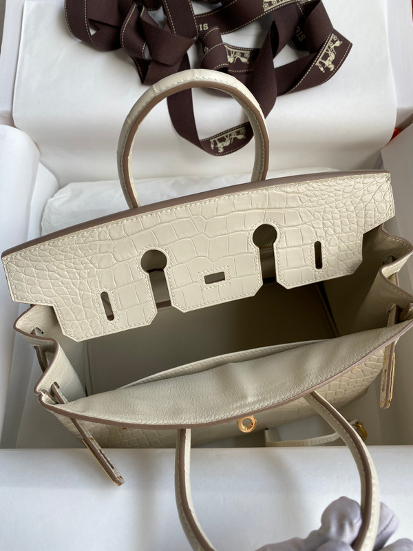 Hermes Birkin 25cm 8L Béton  Alligator  with Gold hardware