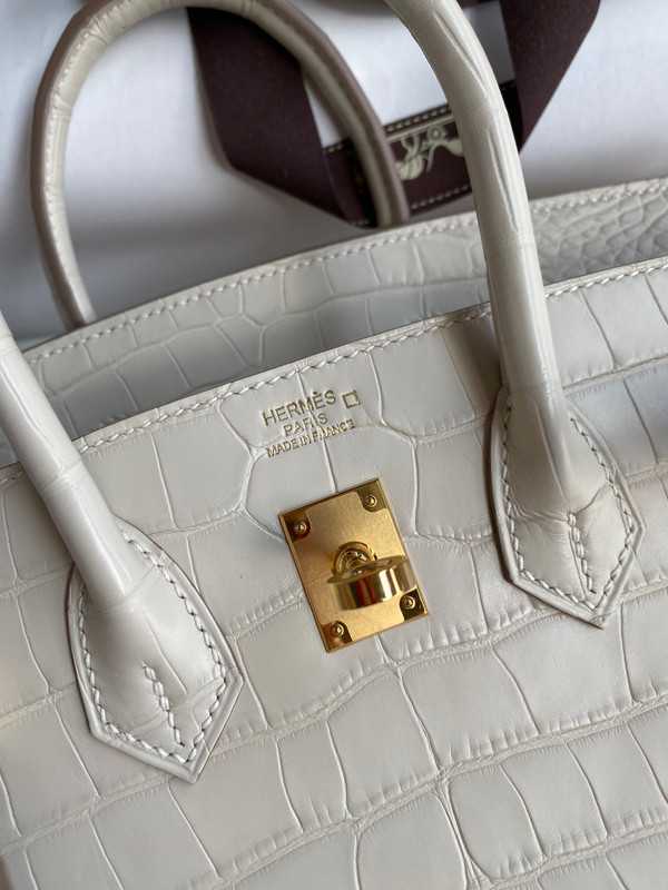 Hermes Birkin 25cm 8L Béton  Alligator  with Gold hardware