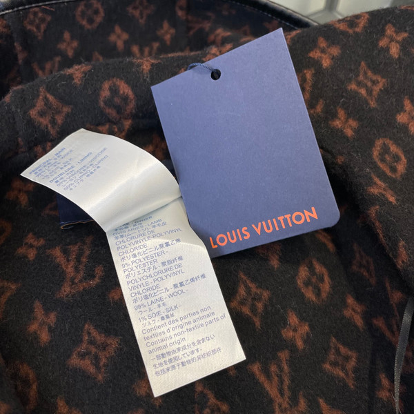 Louis Vuitton 1A83TO  HOODED WRAP CAPE COAT IN WOOL AND SILK WITH FRINGE