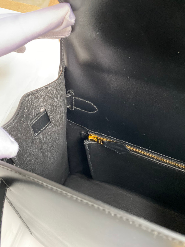 Hermes Black Sellier Kelly Bag Box Leather GHW 32 cm