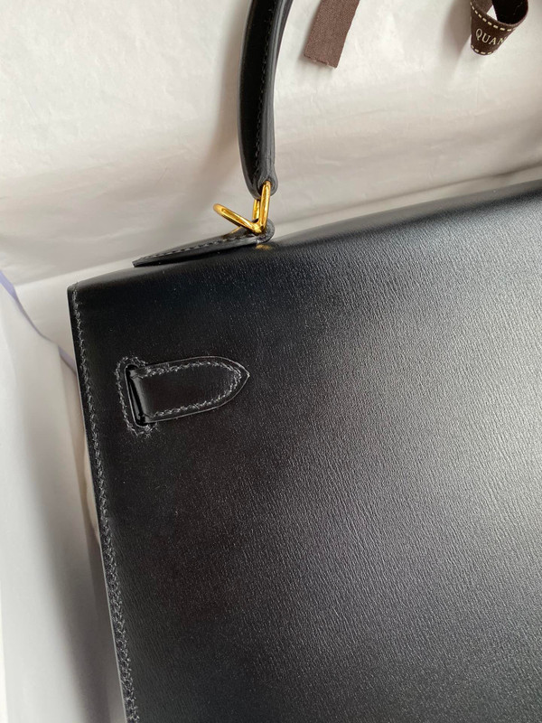 Hermes Black Sellier Kelly Bag Box Leather GHW 32 cm
