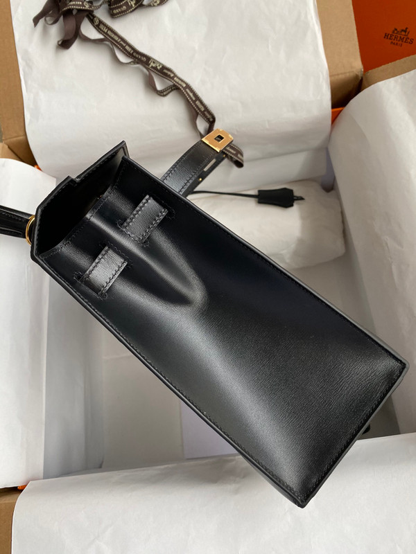 Hermes Black Sellier Kelly Bag Box Leather GHW 32 cm