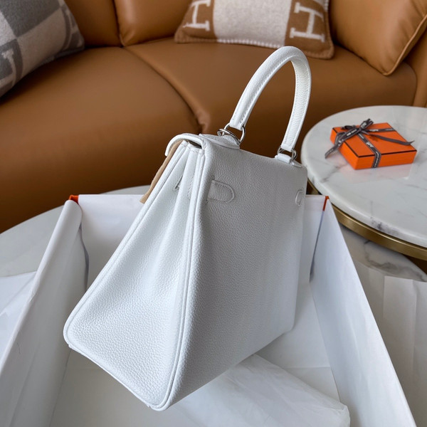 Hermès White Kelly 25  Togo Palladium Hardware