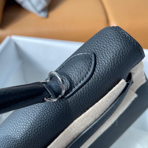 HERMES KELLY 35 RETOURNE NOIR BLACK TOGO PALLADIUM HARDWARE