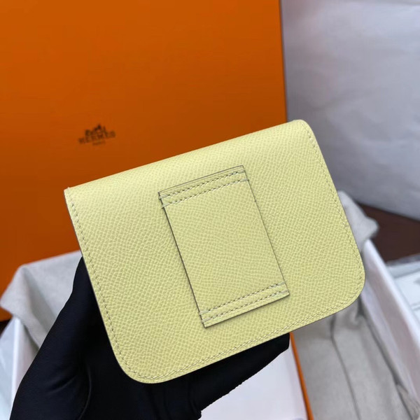 Hermès Constance Slim wallet C9 Soupre Yellow  Sellier  leather palladium hardware