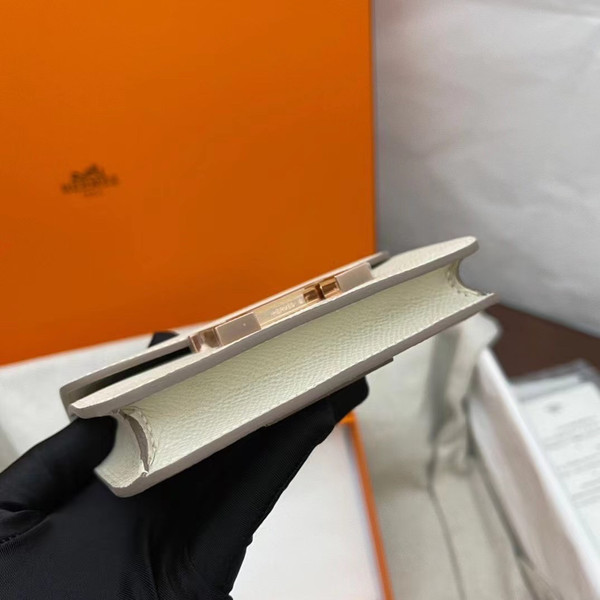 Hermès Constance Slim wallet Craie Sellier  leather palladium hardware