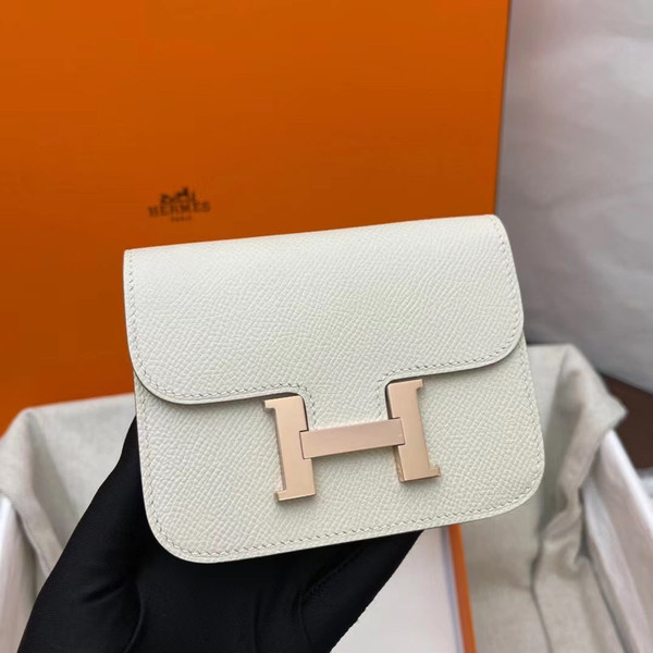 Hermès Constance Slim wallet Craie Sellier  leather palladium hardware
