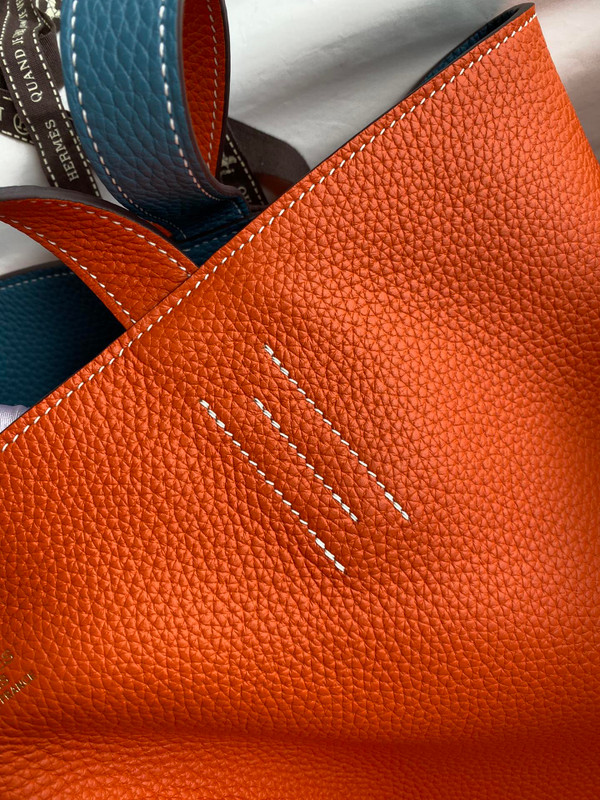 Hermes Double Sens Tote 30 Orange & Blue Jean