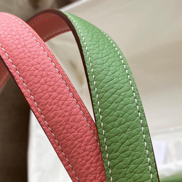 Hermes Double Sens Tote 30 Rose D'ete & Vert Criquet