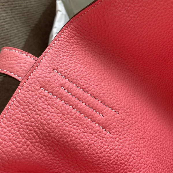 Hermes Double Sens Tote 30 Rose D'ete & Vert Criquet