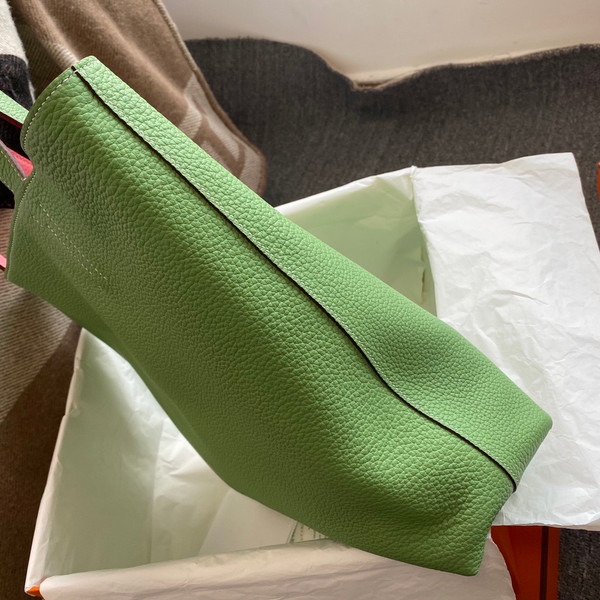 Hermes Double Sens Tote 30 Rose D'ete & Vert Criquet