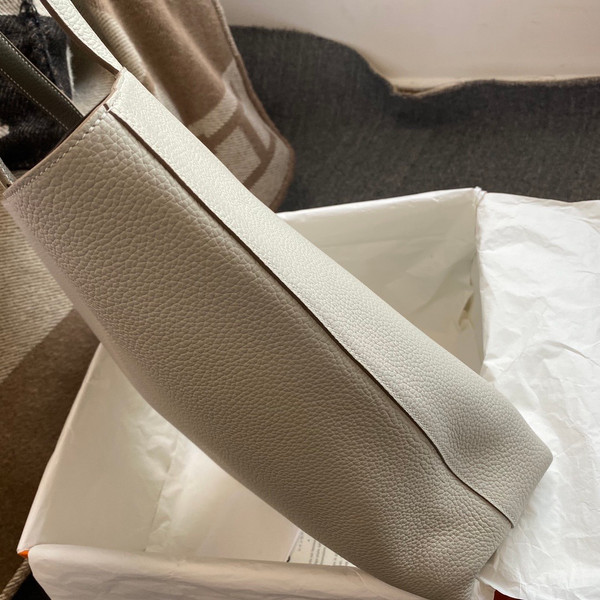 Hermes Double Sens Tote 30 Gris Pearl & Etain