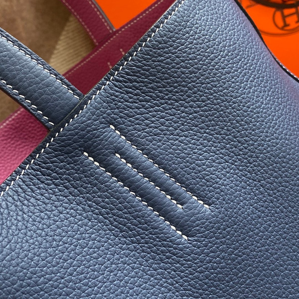 Hermes Double Sens Tote 30 Bleu Nuitl & Rose Pourpre