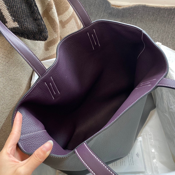 Hermes Double Sens Tote 30 Graphit & Raisin