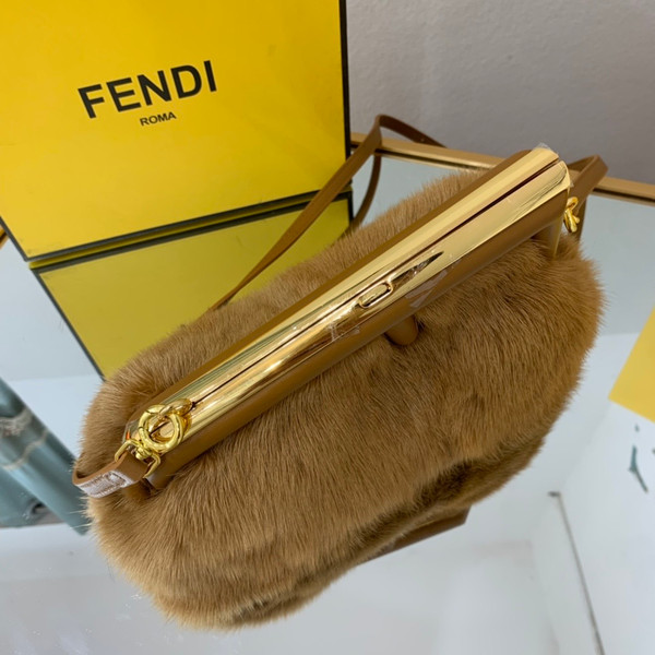 FENDI FIRST SMALL Brown mink bag