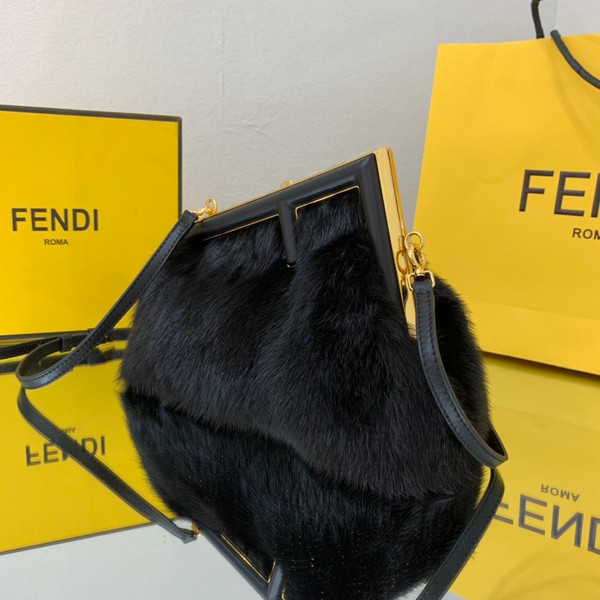 FENDI FIRST SMALL Black mink bag