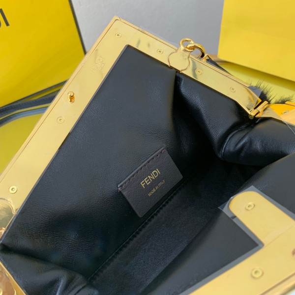 FENDI FIRST SMALL Black mink bag