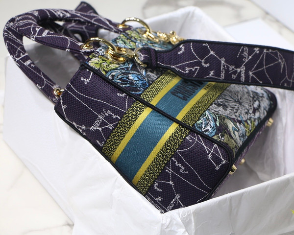 Christian Dior MEDIUM LADY D-LITE BAG Blue Dior Constellation Embroidery