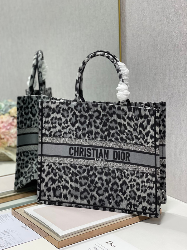 Christian Dior DIOR BOOK TOTE Gray Mizza Embroidery