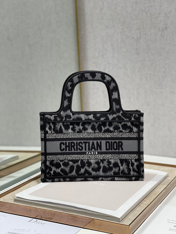 Christian Dior MINI DIOR BOOK TOTE Beige Multicolor Mizza Embroidery