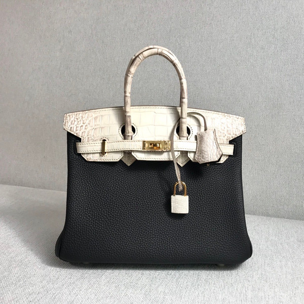 Hermès Special Order Himalaya Crocodile/Togo Birkin Touch 25cm Gold Hardware