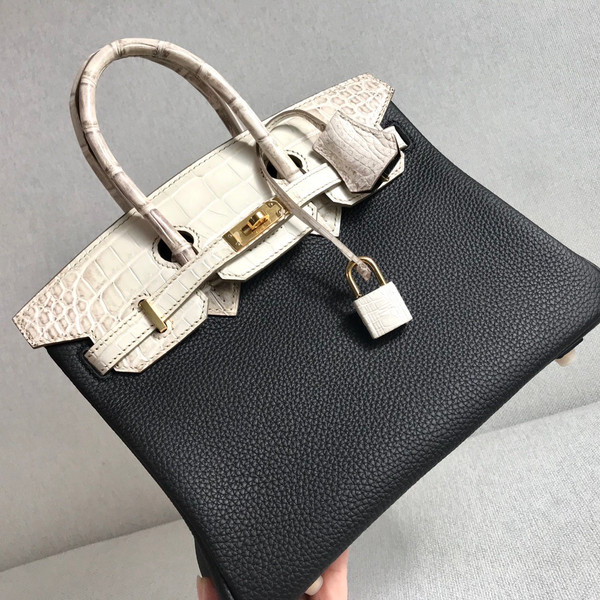 Hermès Special Order Himalaya Crocodile/Togo Birkin Touch 25cm Gold Hardware