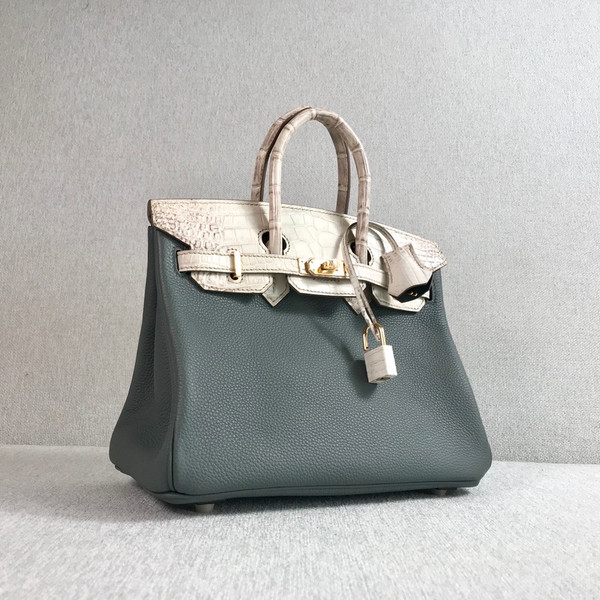 Hermès Himalaya Crocodile/Vert Amande Togo Birkin Touch 25cm Gold Hardware