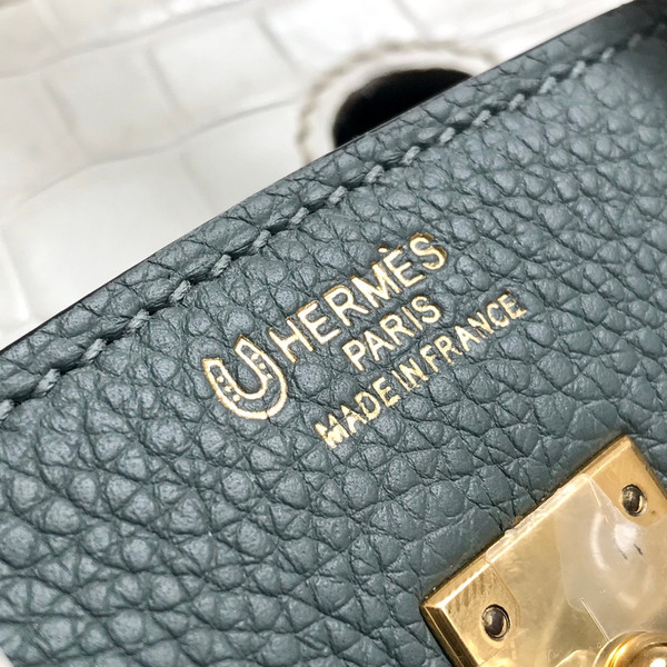 Hermès Himalaya Crocodile/Vert Amande Togo Birkin Touch 25cm Gold Hardware