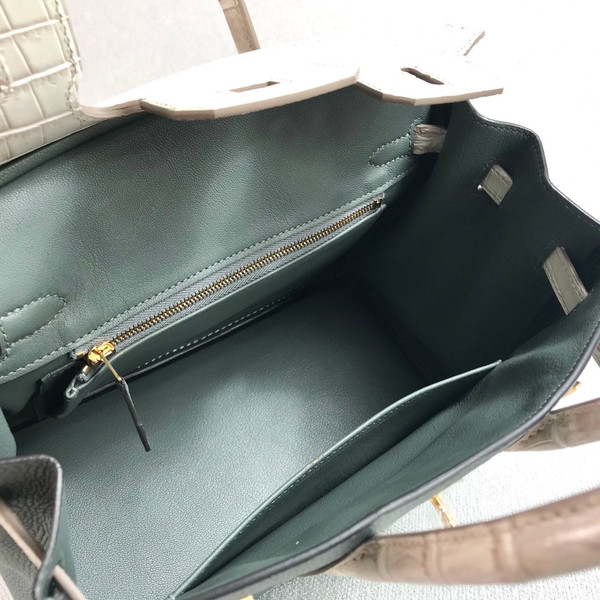 Hermès Himalaya Crocodile/Vert Amande Togo Birkin Touch 25cm Gold Hardware