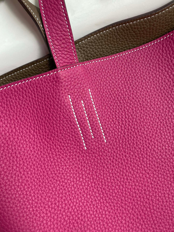 Hermes Double Sens Tote 30 Etoupe & Rose Pourpre