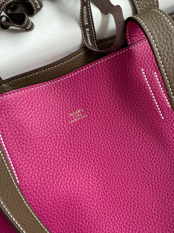 Hermes Double Sens Tote 30 Etoupe & Rose Pourpre
