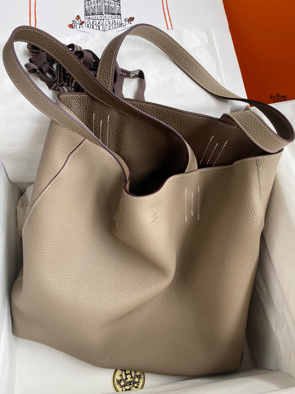 Hermes Double Sens Tote 30 Etoupe & Gris Tourterelle