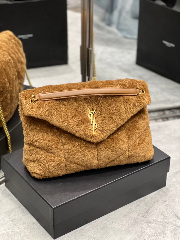 Saint Laurent PUFFER MEDIUM BAG IN MERINO SHEARLING AND LAMBSKI
