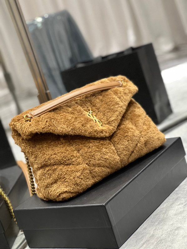 Saint Laurent PUFFER MEDIUM BAG IN MERINO SHEARLING AND LAMBSKI