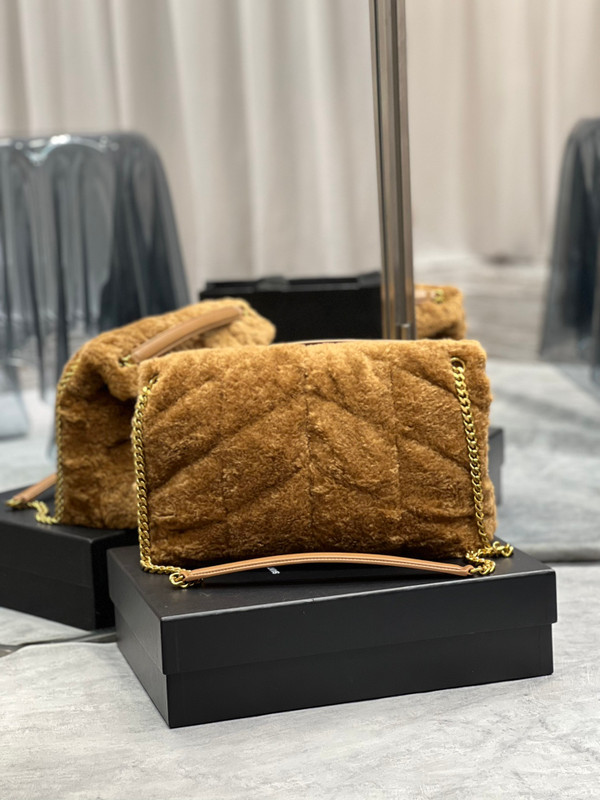 Saint Laurent PUFFER MEDIUM BAG IN MERINO SHEARLING AND LAMBSKI