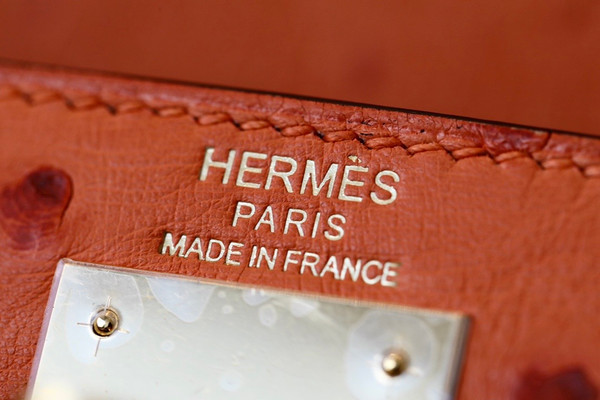 Hermes Kelly 28 Sellier Orange Ostrich Gold Hardware