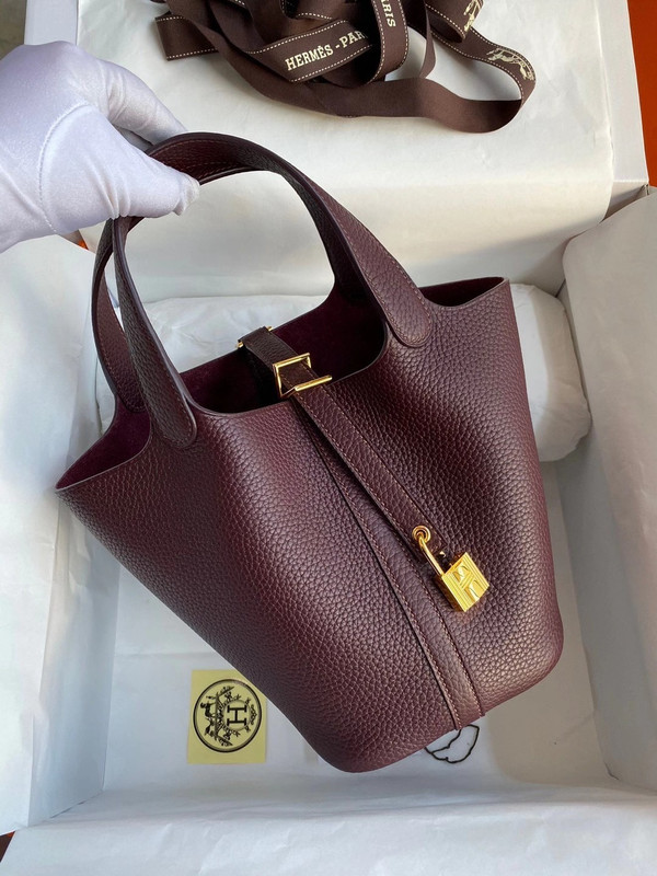 Hermes Rouge Sellier Picotin Lock 18 Togo Leather Bag