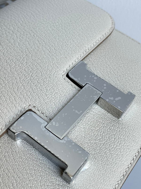 Hermes Craie Constance 19cm Goatskin Palladium Hardware