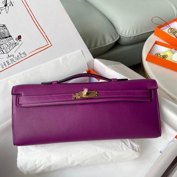 HERMES KELLY CUT CLUTCH BAG P9 ANEMONE EPSOM GOLD HARDWARE