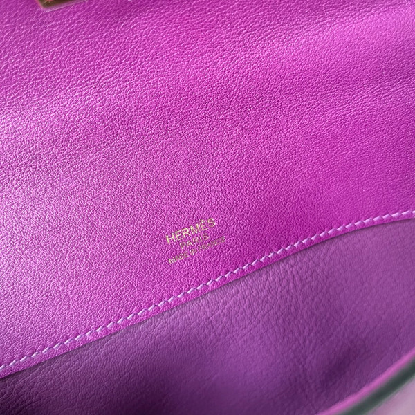 HERMES KELLY CUT CLUTCH BAG P9 ANEMONE EPSOM GOLD HARDWARE