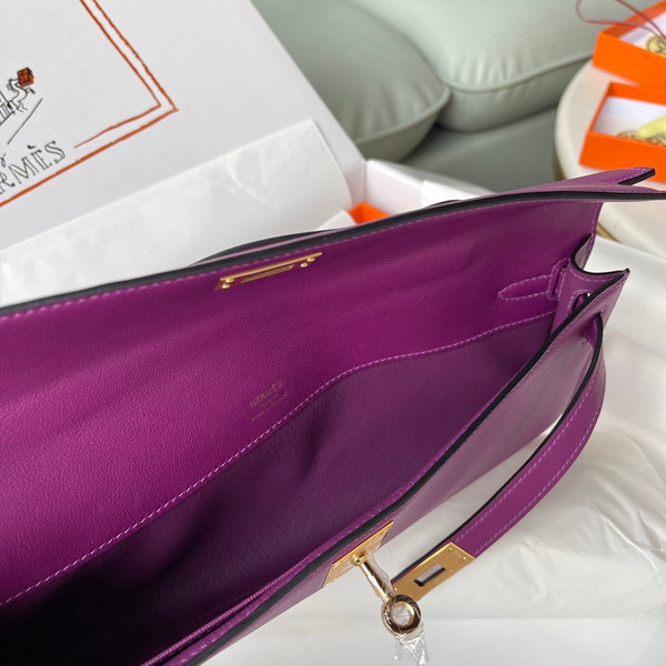 HERMES KELLY CUT CLUTCH BAG P9 ANEMONE EPSOM GOLD HARDWARE