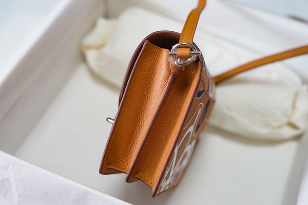 Hermès Limited Edition Roulis Mini Eperon D'or" Carmel Print Swift Calfskin Cross Body Bag