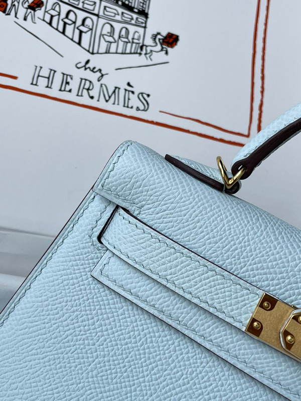 Hermes Blue Brume Mini Kelly II 20 Epsom Gold Hardware