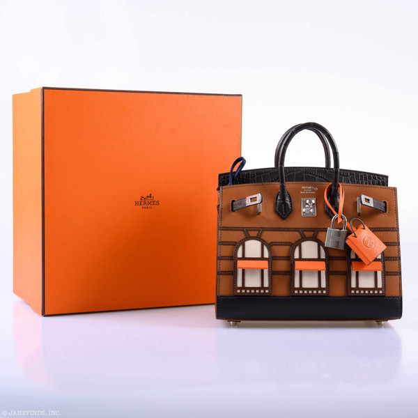 Hermes Limited Edition Birkin 20 Sellier Faubourg Brown Multicolor Madame, Crocodile, Epsom, Sombrero & Swift Palladium Hardware - 2019