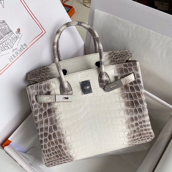 Hermes Matte Himalayan Crocodile Niloticus Birkin bag with 18-karat white gold and diamond